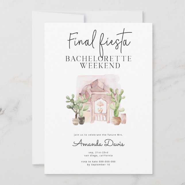 Bachelorette Weekend Final Fiesta Desert Western  Einladung (Vorderseite)