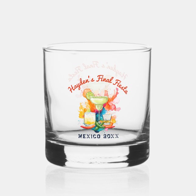 Bachelorette Weekend Final Fiesta Personalisiert Whiskyglas (Rückseite)