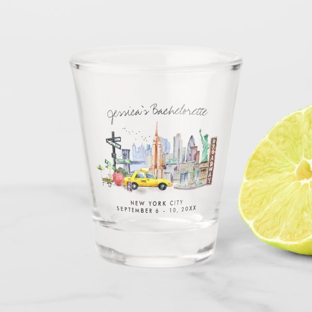 Bachelorette Weekend Gastgeschenk | New York Schnapsglas (Vorderseite)