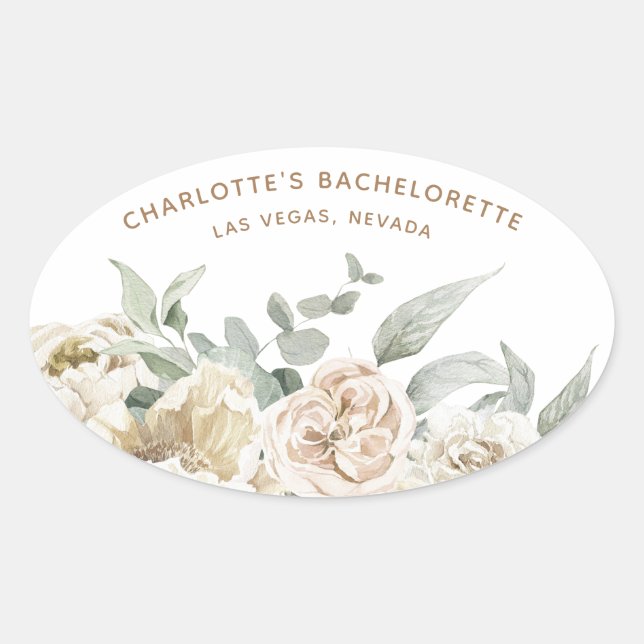 Bachelorette Weekend Gastgeschenk Personalisiertes Ovaler Aufkleber (Vorderseite)