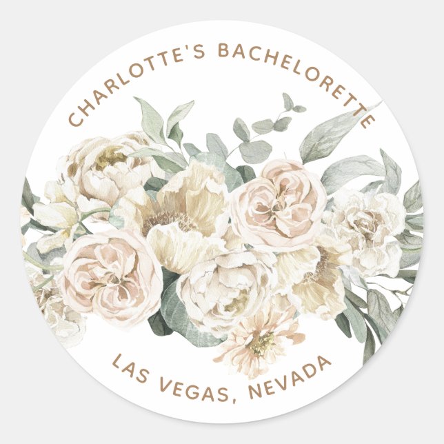Bachelorette Weekend Gastgeschenk Personalisiertes Runder Aufkleber (Vorderseite)