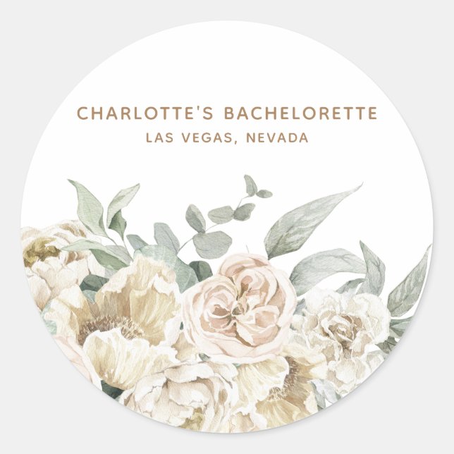 Bachelorette Weekend Gastgeschenk Personalisiertes Runder Aufkleber (Vorderseite)