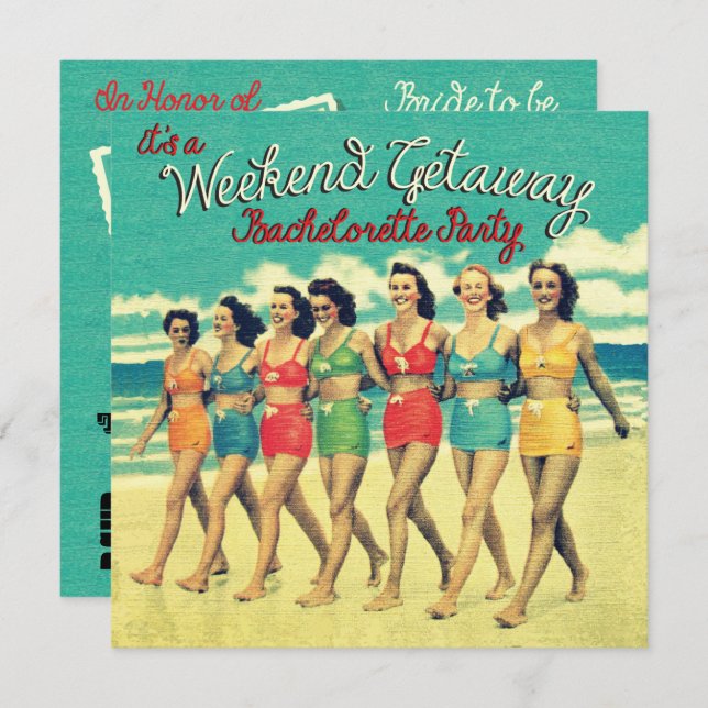Bachelorette Weekend Getaway Party Invitations (Devant / Derrière)