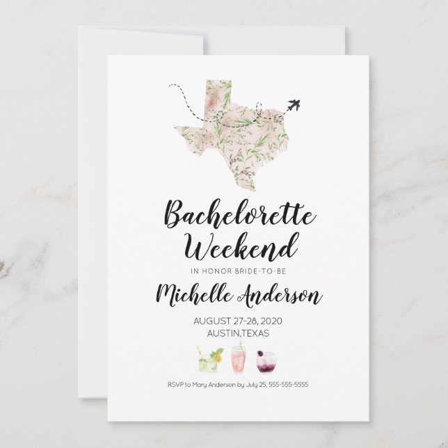 Bachelorette Weekend in Austin Texas Invitation (Devant)