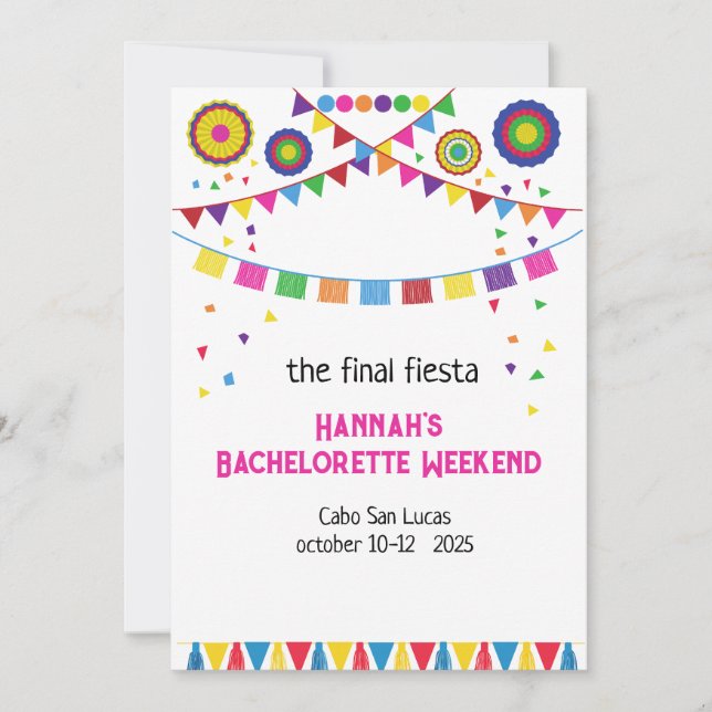 Bachelorette Weekend in Mexico Invitation (Devant)