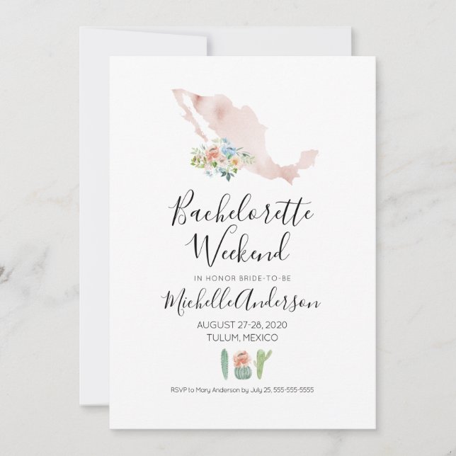 Bachelorette Weekend in Mexico Invitation (Devant)