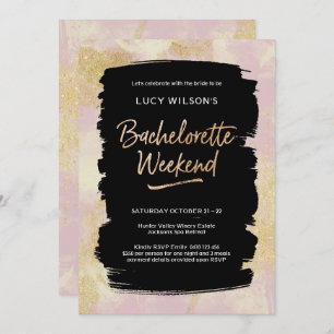 Bachelorette Weekend Invitation Pink Gold Parties 