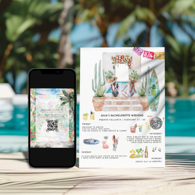 Bachelorette Weekend Itinerary | Tropical Mexico Einladung (Von Creator hochgeladen)