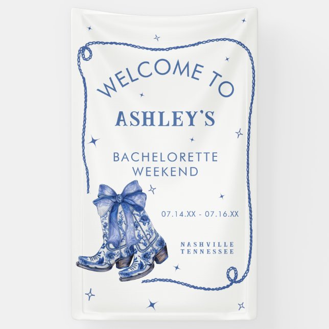 Bachelorette Weekend Party Blauer Begrüßungszeiche Banner (Vertikal)