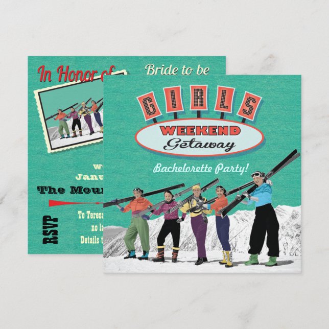 Bachelorette Weekend Party Einladung (Vorne/Hinten)