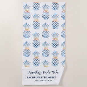 Bachelorette Weekend White Blue Ananas Strandtuch