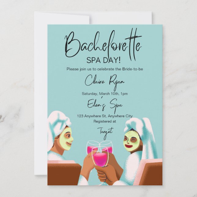 Bachelorette Wellness-Center Day Einladung (Vorderseite)