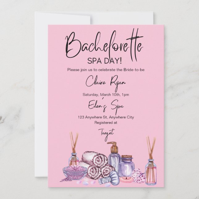Bachelorette Wellness-Center Day Einladung (Vorderseite)