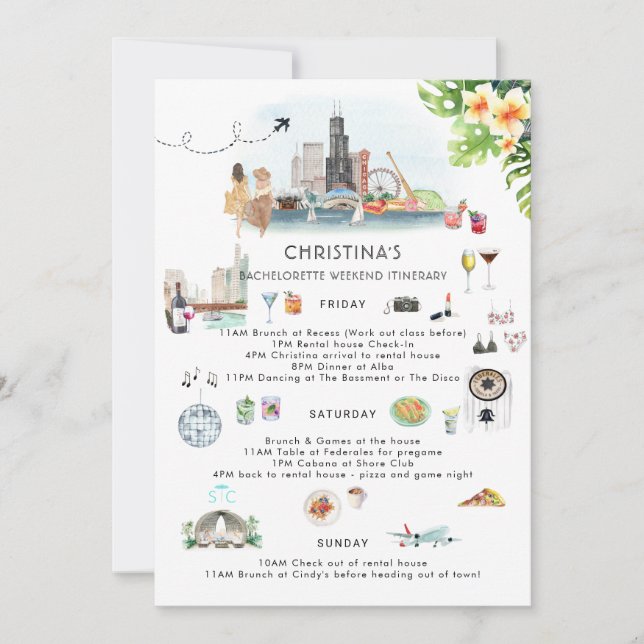 Bachelorette Wochenende | Chicago Einladung (Vorderseite)