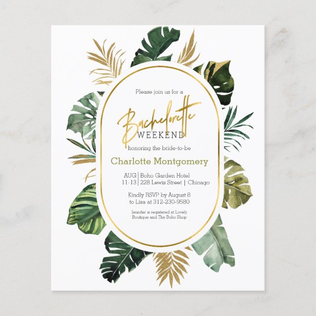 Bachelorette Wochenende Einladung (Vorderseite)