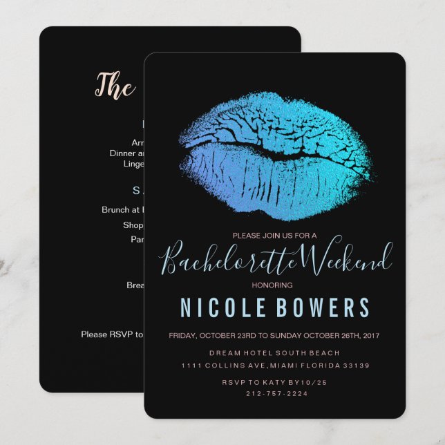 Bachelorette Wochenende Einladung (Vorne/Hinten)