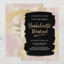 Bachelorette Wochenende Einladung Pink Gold Glitze