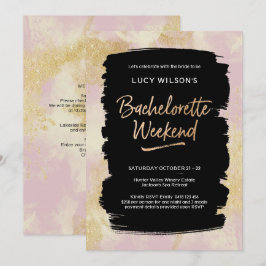 Bachelorette Wochenende Einladung Pink Gold Glitze