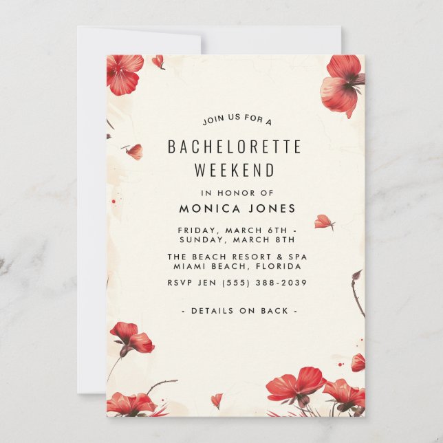 Bachelorette-Wochenende-Party Einladung (Vorderseite)