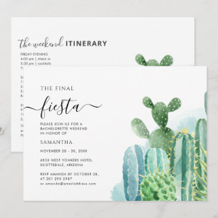 Bachelorette Wochenende Party Itinerary Cactus Pfl Einladung