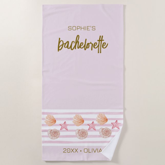 Bachelorette Wochenende Rosa tropische personalisi Strandtuch (Vorderseite)