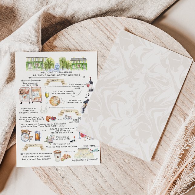 Bachelorette Wochenende | Savannah, Georgien Einladungspostkarte (Von Creator hochgeladen)