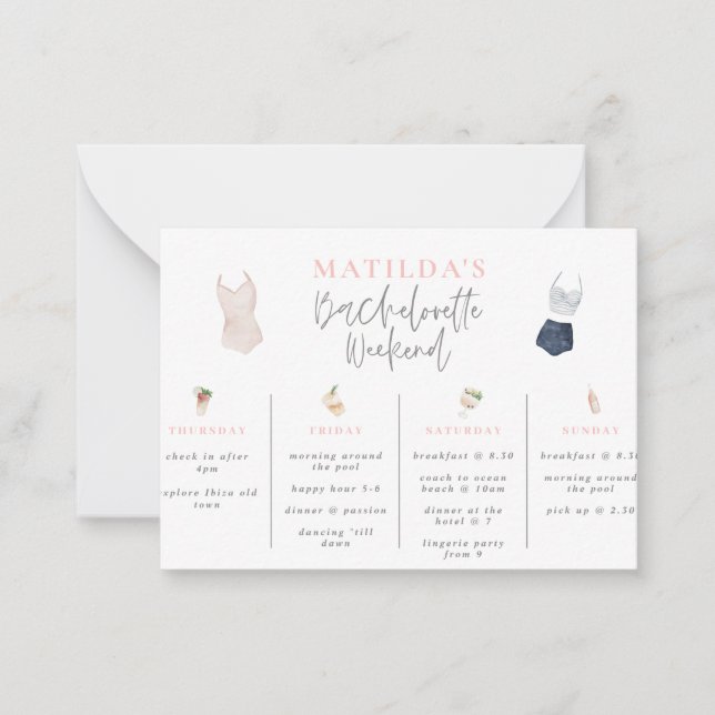 Bacheloretto-Wochenende Mitteilungskarte (Vorderseite)