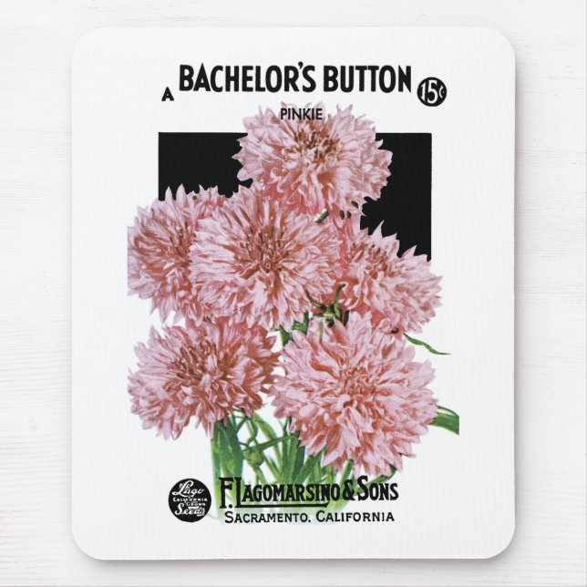 Bachelor's Button Seed Packet Label Mousepad (Vorne)