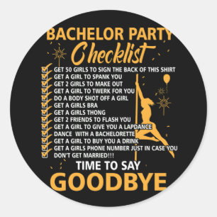 Bachelors Party Checklist Stag Do Party Runder Aufkleber