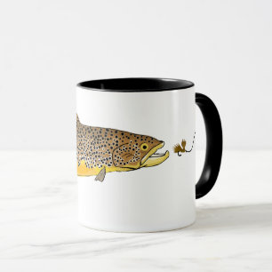 Bachforelle-Fliegen-Fischen Tasse