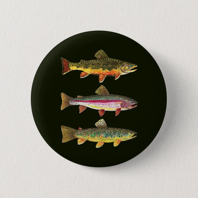 Bachforellen Sportfischerei Button (Vorderseite)