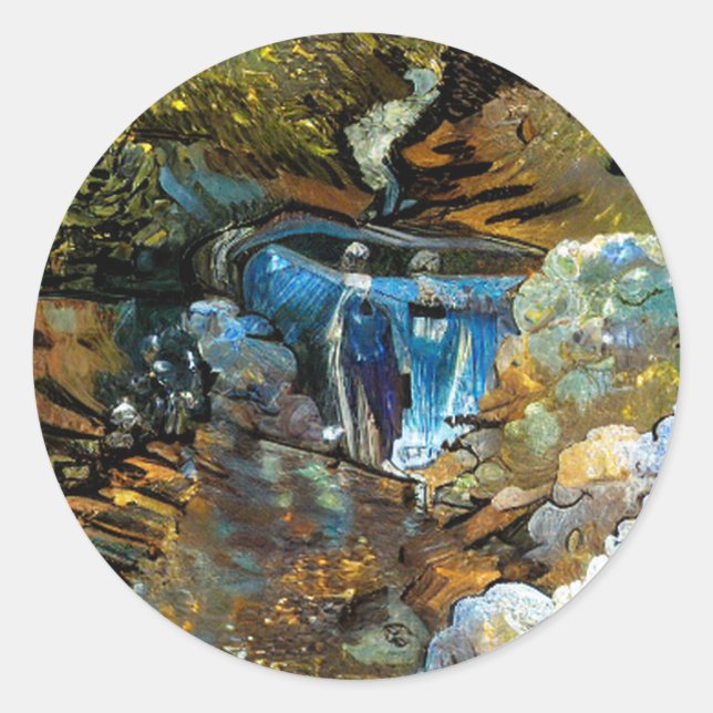 BACHWASSERFALL RUNDER AUFKLEBER (Vorderseite)