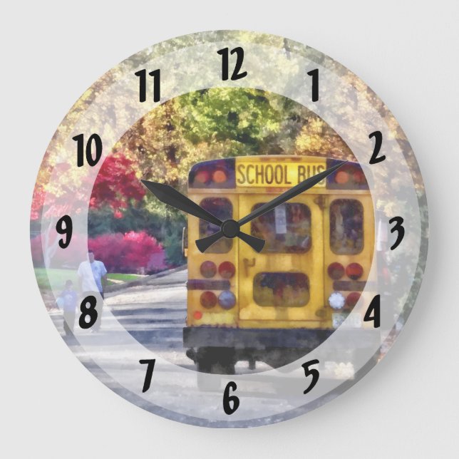 Back of School Bus Große Wanduhr (Vorderseite)