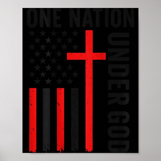 Back One Nation Under God American Flag Christian  Poster (Vorne)