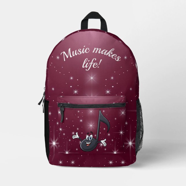 Back Pack - Musik macht Leben oder benutzerdefinie Bedruckter Rucksack (Vorderseite)