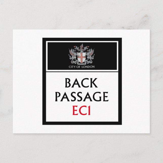 Back Passage, London Street Sign Postkarte (Vorderseite)