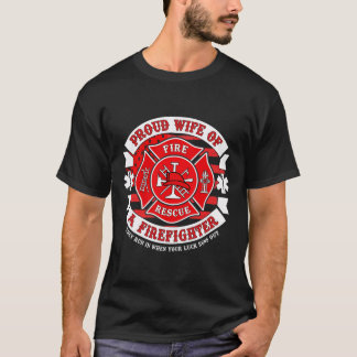 Back Print Firefighter Proud Ehefrau Fireman Hero T-Shirt