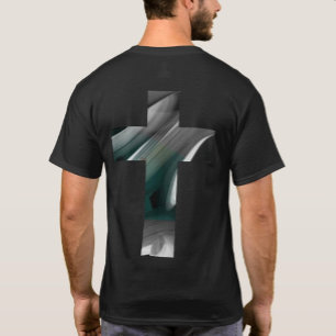 Back Print T - Shirt Trend Abstrakt Black Green