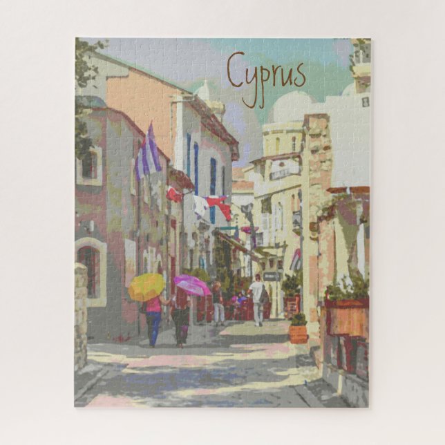 Back Streets of Cyprus Travel Poster Style Art (Vertikal)