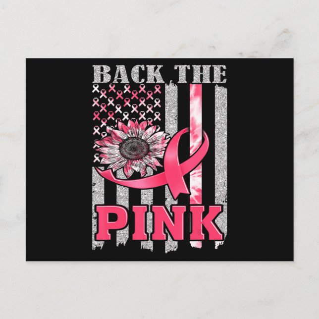 Back The Pink Ribbon Flag Breast Cancer Awareness  Postkarte (Vorderseite)