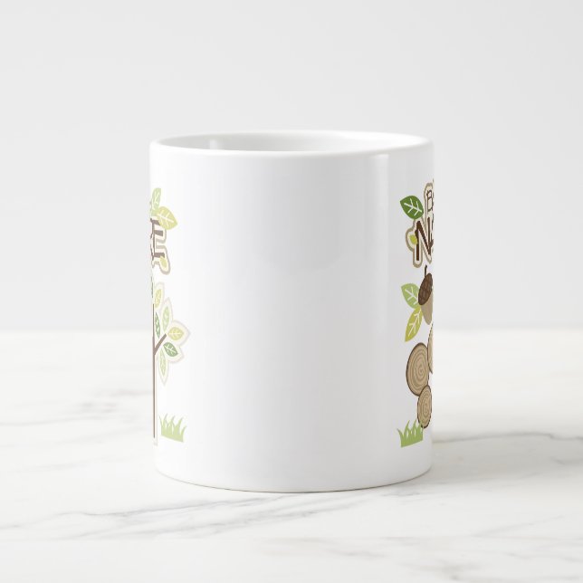 Back to Natur with Tree and Acorns Jumbo-Tasse (Vorderseite)