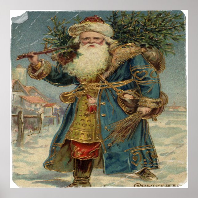Back to Old Art.. Snowy Christmas with Santa Claus Poster (Vorne)