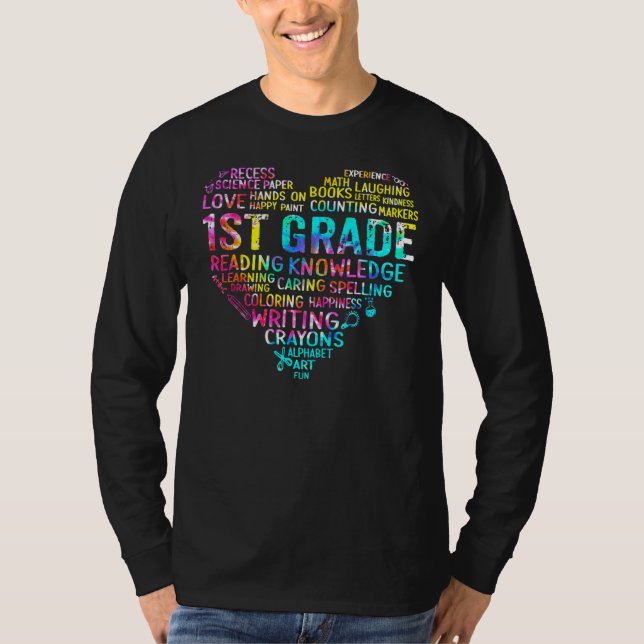 Back To School 1st Grade Team Tie Dye Heart Teache T-Shirt (Vorderseite)