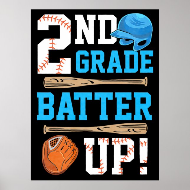 Back To School 2nd Grade Batter Up Baseball Poster (Vorne)