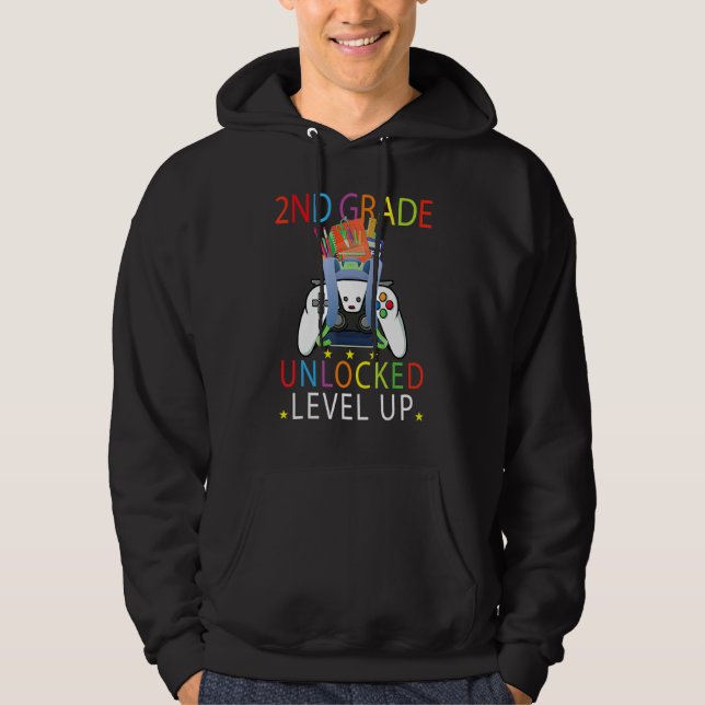 Back To School 2nd Grade Unlocked Level Up  Gamer  Hoodie (Vorderseite)