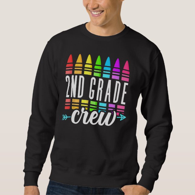 Back To School 2nd Second Grade Crew Crayon Back T Sweatshirt (Vorderseite)