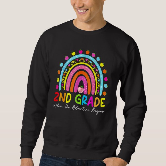Back To School 2nd Second Grade Cute Rainbow Teach Sweatshirt (Vorderseite)
