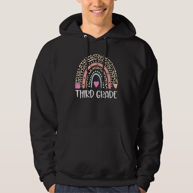 Back To School 3rd Third Grade Team Leopard Rainbo Hoodie (Vorderseite)