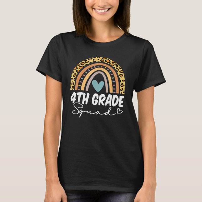Back To School 4th Fourth Grade Squad Rainbow Teac T-Shirt (Vorderseite)