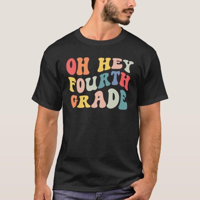 Back to School 4th Grade Grade Groovy Teacher Kids T-Shirt (Vorderseite)